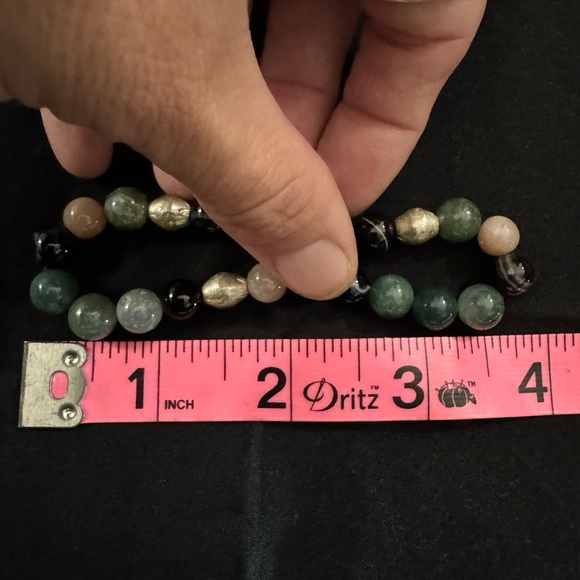 JUNGLE HIPPIE BRACELET - olive jade, snowflake obsidian, black onyx - Picture 8 of 9